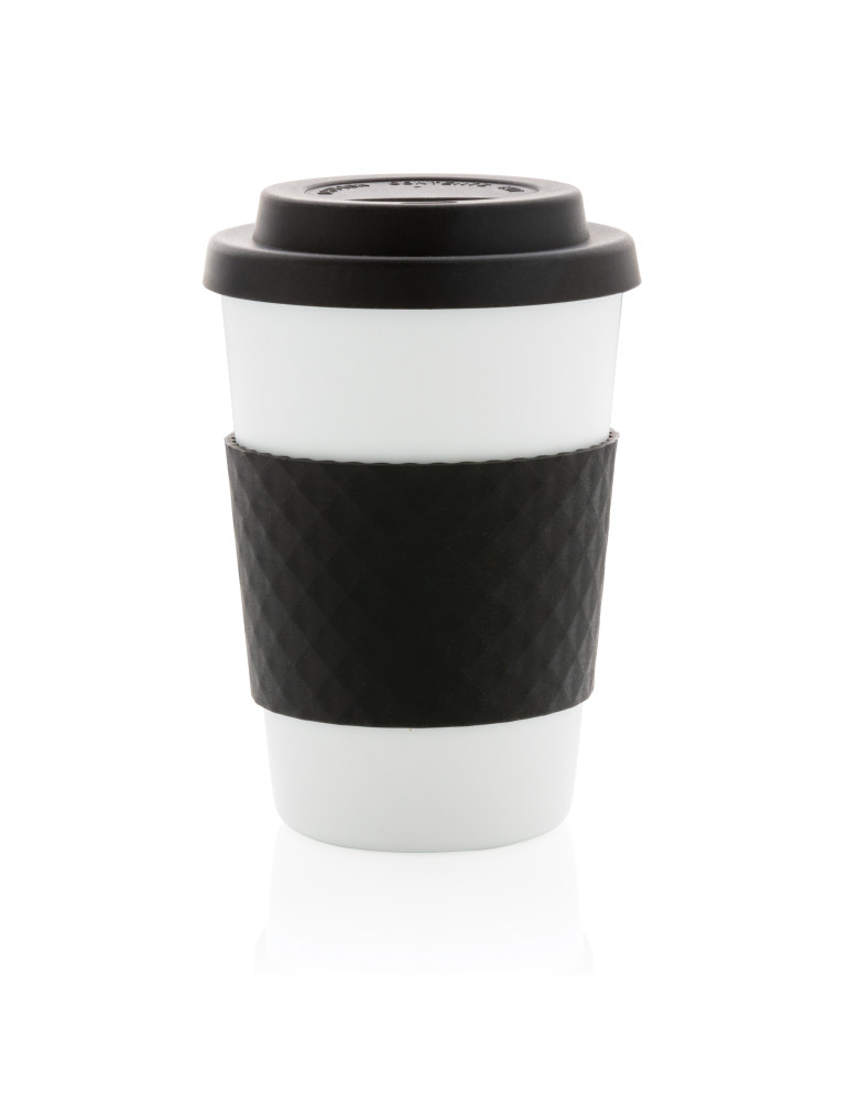 Mug réutilisable PP 270 ml avec bande silicone personnalisable