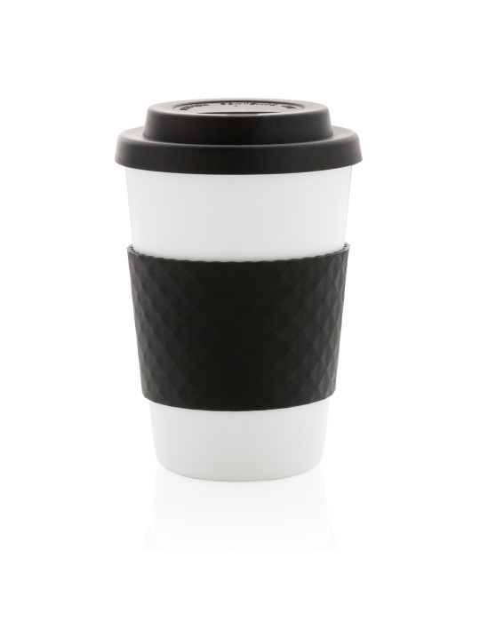 Mug réutilisable PP 270 ml avec bande silicone personnalisable