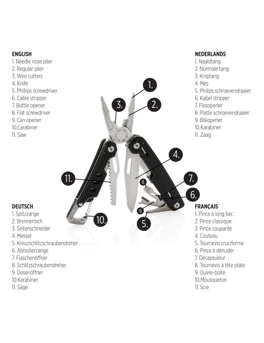 Outil multifonctions avec mousqueton Solid personnalisable