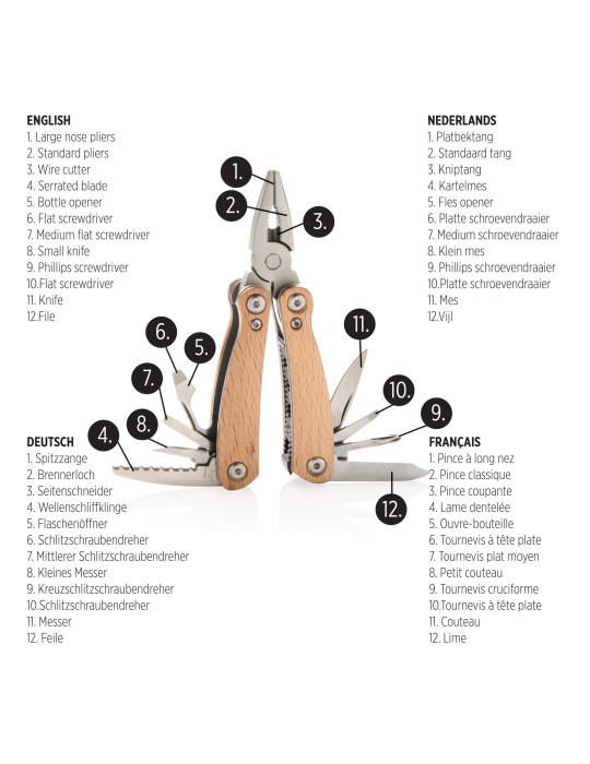 Mini-outil multifonctions Wood personnalisable