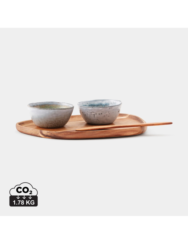 Set à tapas Vinga Nomimono deux bols et plateau bois personnalisable