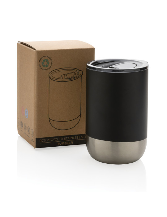 Mug inox recyclé RCS 360 ml à couvercle coulissant personnalisable