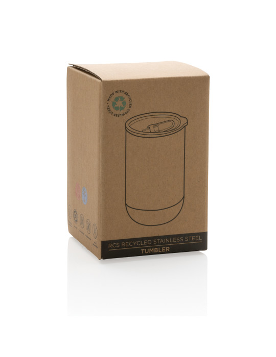 Mug inox recyclé RCS 360 ml à couvercle coulissant personnalisable