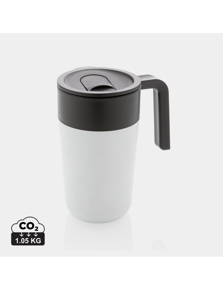 Mug inox et PP recyclé GRS 480 ml avec poignée personnalisable