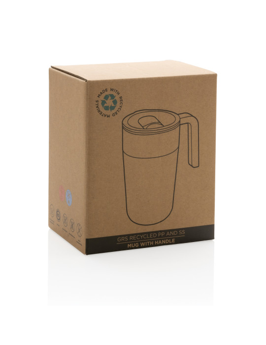 Mug inox et PP recyclé GRS 480 ml avec poignée personnalisable