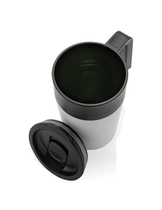 Mug inox et PP recyclé GRS 480 ml avec poignée personnalisable