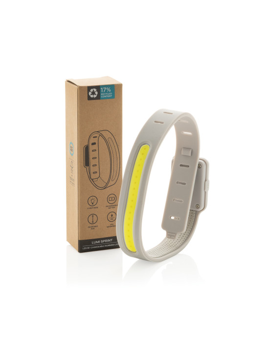 Lampe running LED rechargeable en plastique RCS Lumi Sprint personnalisable