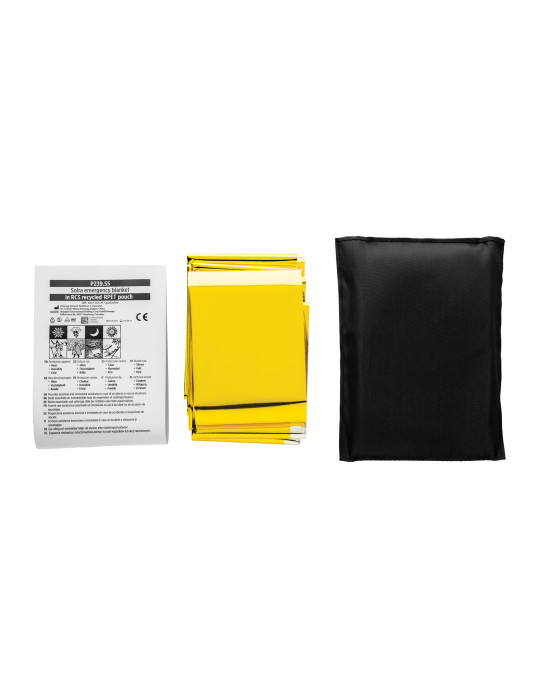 Couverture de secours dans une pochette en rPET RCS Solra personnalisable