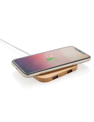 Chargeur sans fil 5W et USB en bambou personnalisable 2
