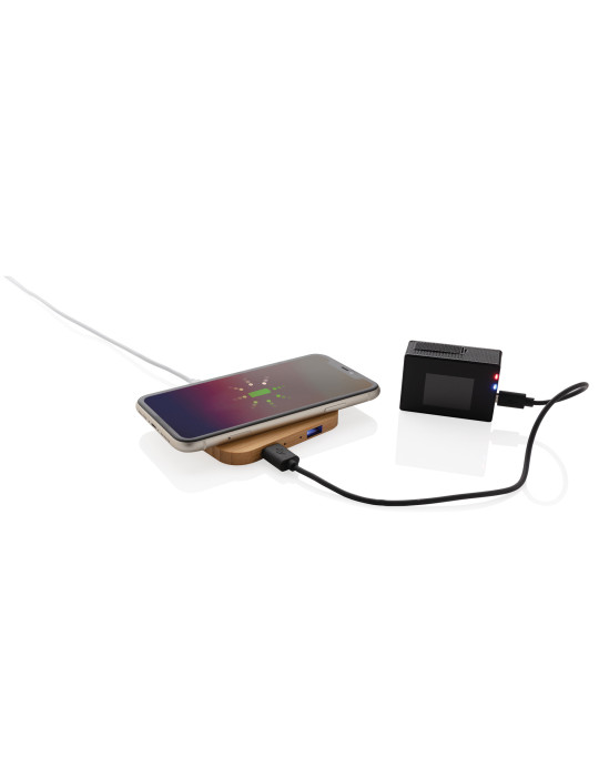 Chargeur sans fil 5W et USB en bambou personnalisable