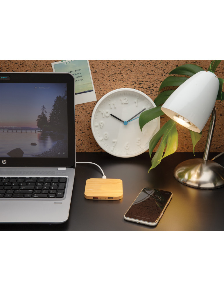 Chargeur sans fil 5W et USB en bambou personnalisable