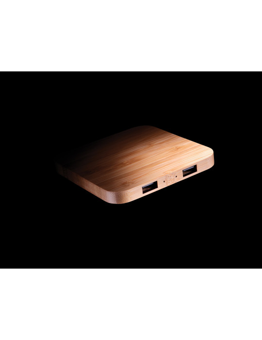 Chargeur sans fil 5W et USB en bambou personnalisable