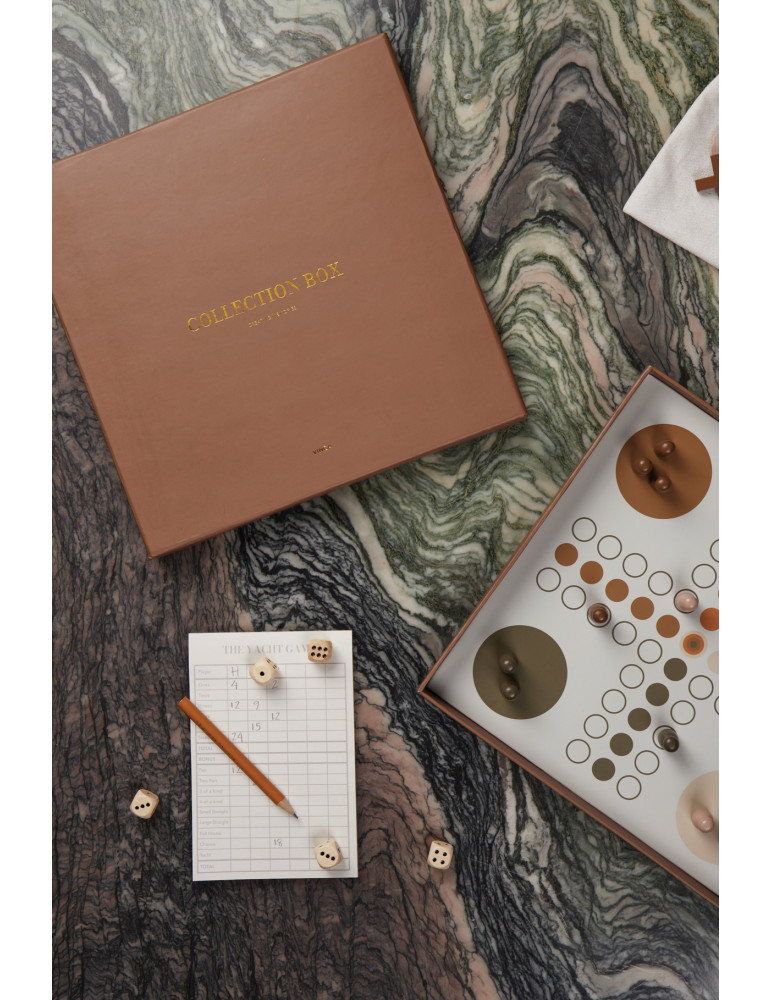 Coffret de trois jeux Vinga Coffee Yacht Ludo morpion personnalisable