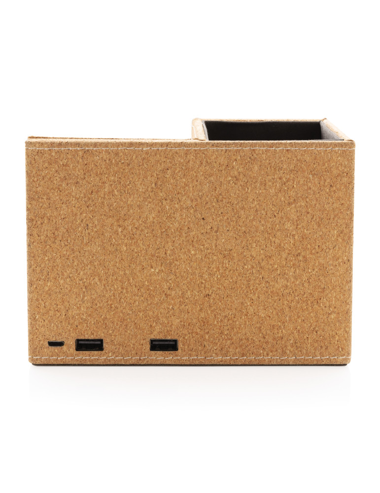 Chargeur à induction 5W en liège avec porte-crayons personnalisable