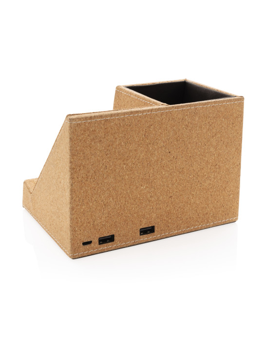 Chargeur à induction 5W en liège avec porte-crayons personnalisable