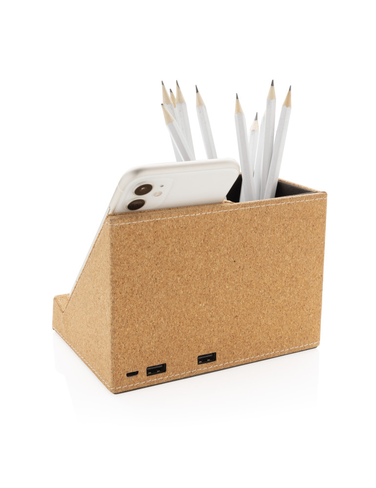 Chargeur à induction 5W en liège avec porte-crayons personnalisable