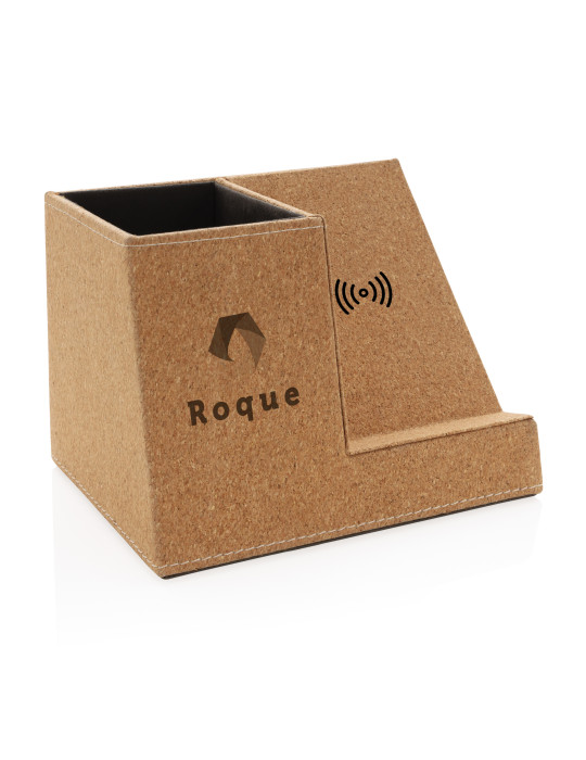 Chargeur à induction 5W en liège avec porte-crayons personnalisable