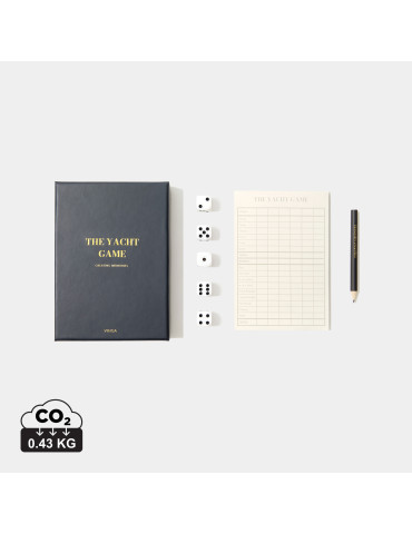 Jeu de cinq dés Vinga The Yacht en boîte cadeau personnalisable