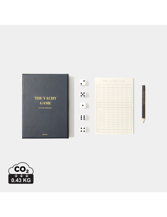 Jeu de cinq dés Vinga The Yacht en boîte cadeau personnalisable