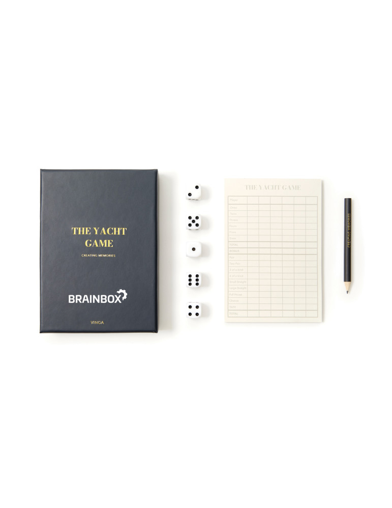Jeu de cinq dés Vinga The Yacht en boîte cadeau personnalisable