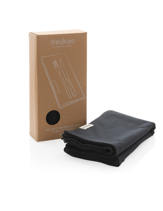Ensemble de 4 serviettes de table Ukiyo en coton recyclé 180gr Aware personnalisable