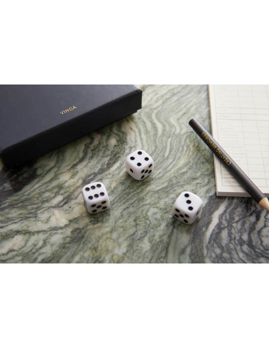 Jeu de cinq dés Vinga The Yacht en boîte cadeau personnalisable
