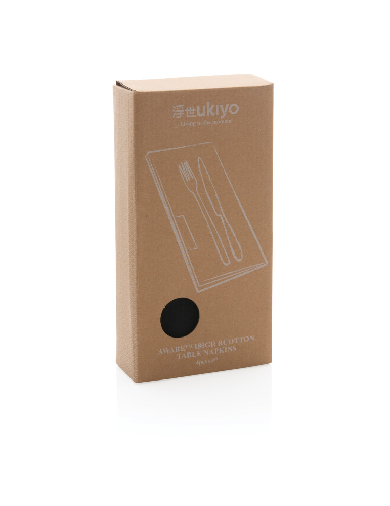 Ensemble de 4 serviettes de table Ukiyo en coton recyclé 180gr Aware personnalisable