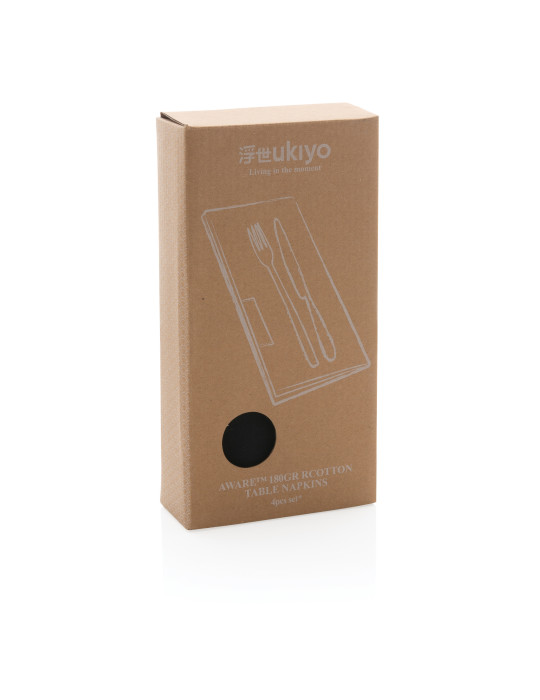 Ensemble de 4 serviettes de table Ukiyo en coton recyclé 180gr Aware personnalisable