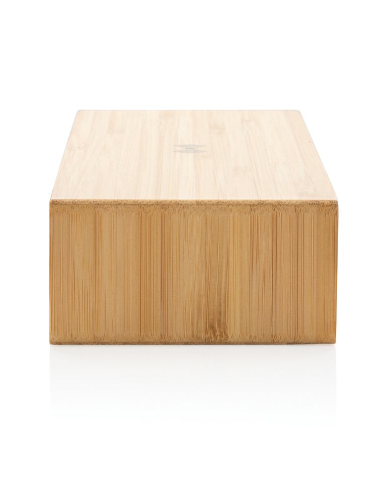 Réveil en bambou avec chargeur sans fil 5W personnalisable
