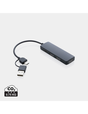 Hub avec double entrée en plastique recyclé RCS personnalisable