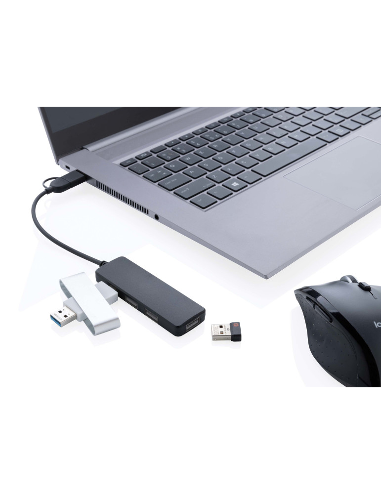 Hub avec double entrée en plastique recyclé RCS personnalisable