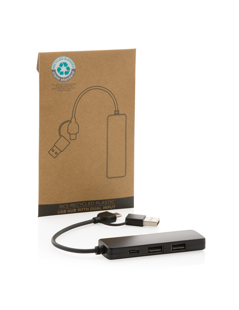 Hub avec double entrée en plastique recyclé RCS personnalisable