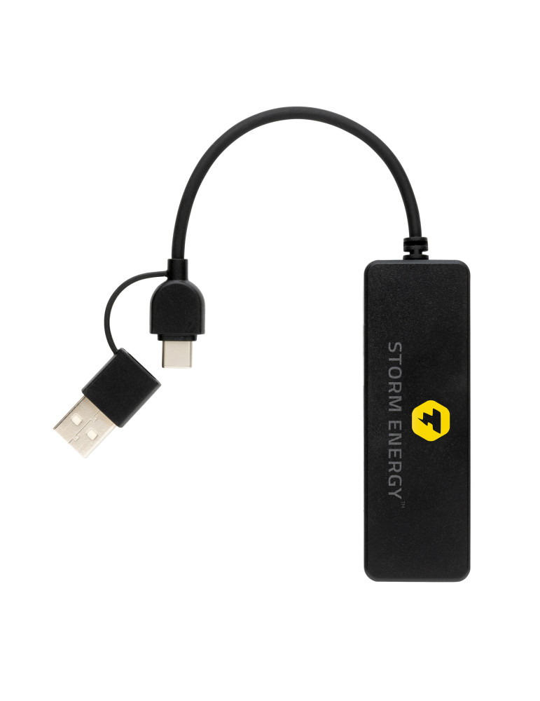 Hub avec double entrée en plastique recyclé RCS personnalisable