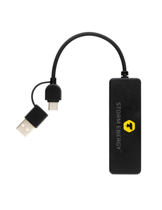 Hub avec double entrée en plastique recyclé RCS personnalisable