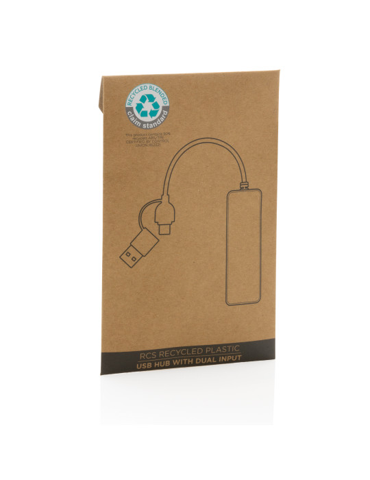 Hub avec double entrée en plastique recyclé RCS personnalisable