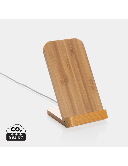 Support téléphone à induction 5W en bambou personnalisable