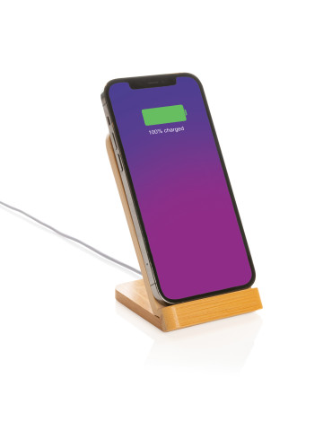 Support téléphone à induction 5W en bambou personnalisable 2