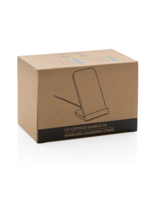 Support téléphone à induction 5W en bambou personnalisable