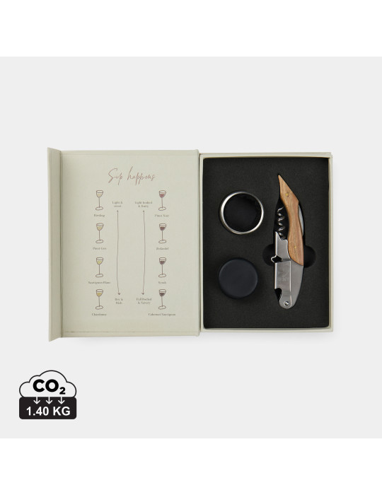 Coffret Vinga Histoire du vin trois accessoires personnalisable