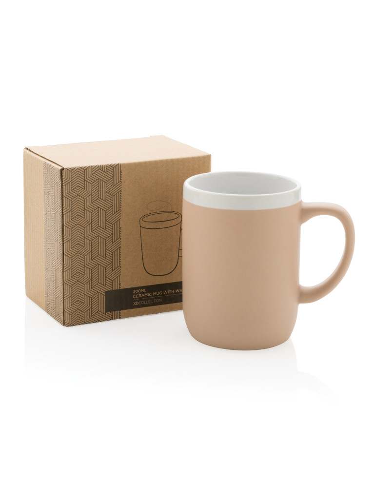 Mug céramique 300 ml à rebord blanc personnalisable
