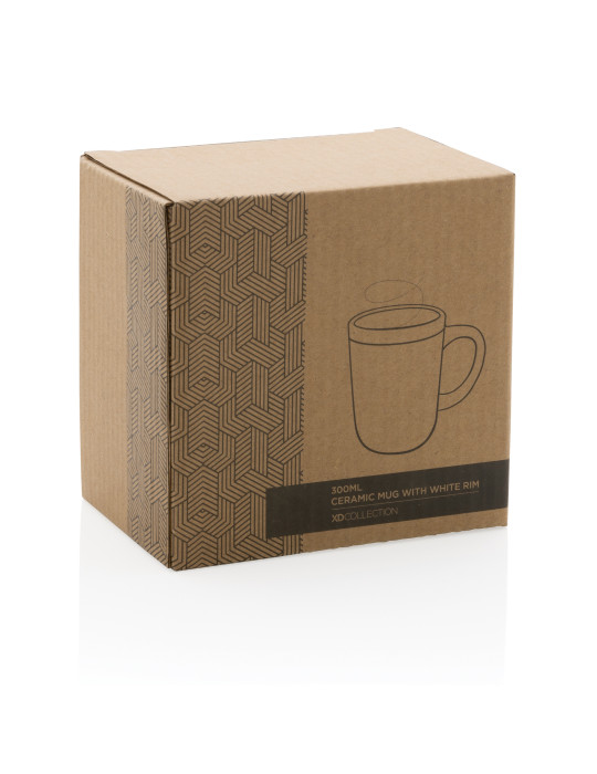 Mug céramique 300 ml à rebord blanc personnalisable