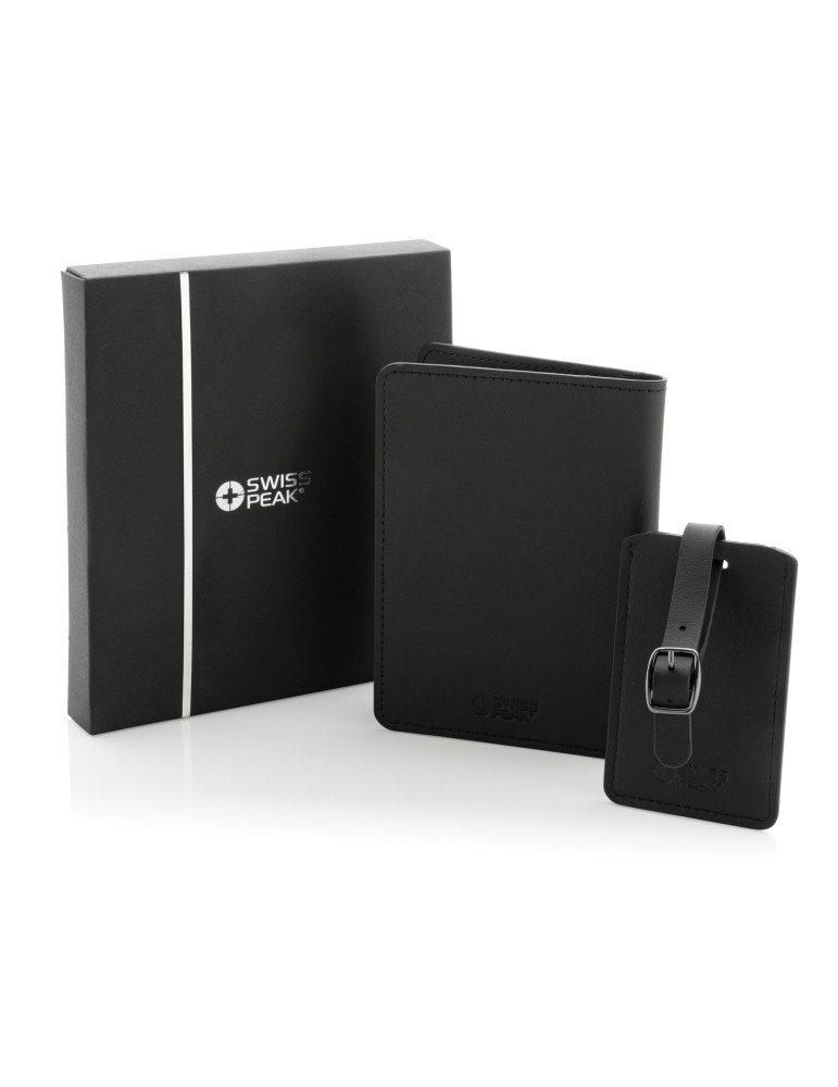 Set voyage Swiss Peak porte-passeport et étiquette personnalisable