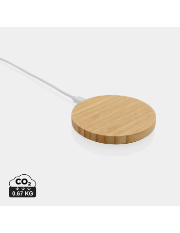 Chargeur sans fil 15W en bambou personnalisable