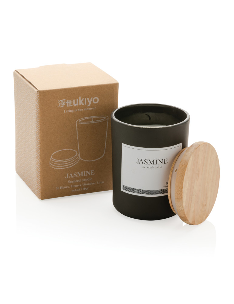 Bougie parfumée avec couvercle en bambou Ukiyo personnalisable