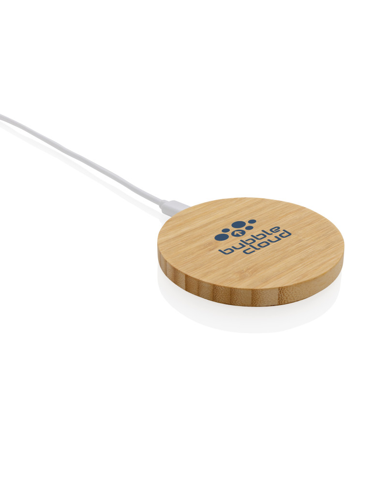 Chargeur sans fil 15W en bambou personnalisable