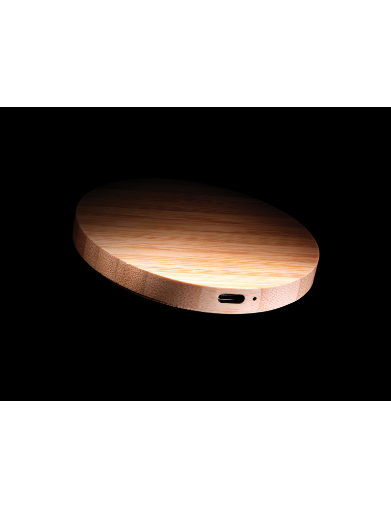 Chargeur sans fil 15W en bambou personnalisable