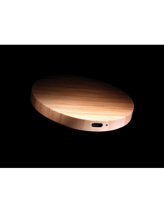 Chargeur sans fil 15W en bambou personnalisable