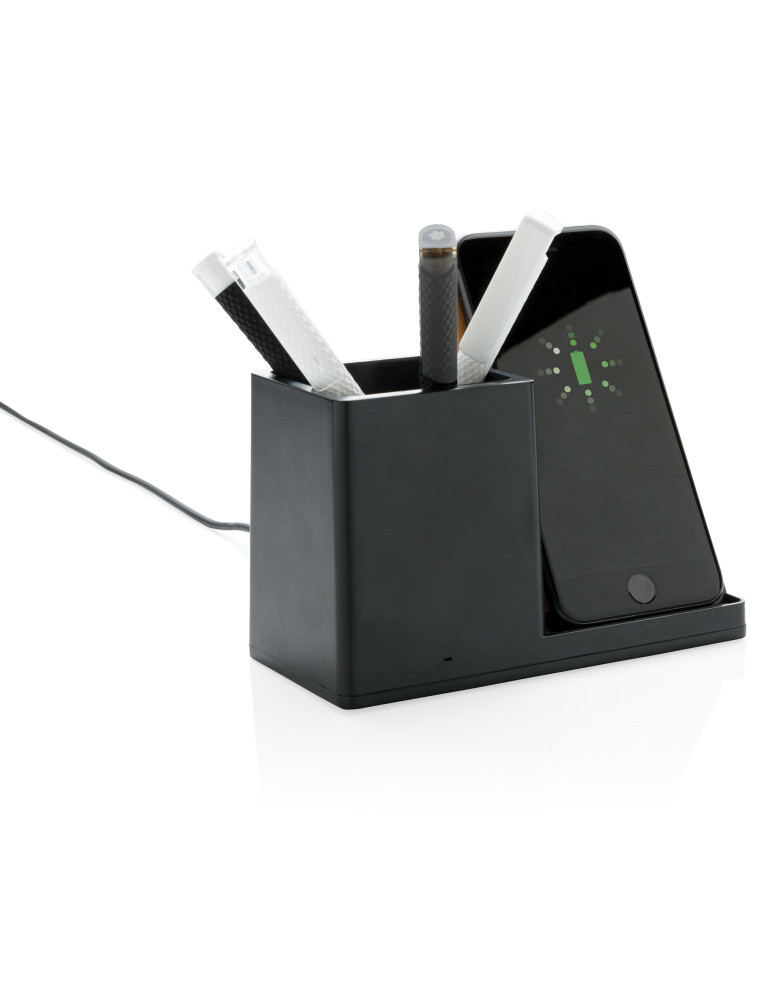Chargeur 10W avec porte-stylo en ABS recyclé RCS Ontario personnalisable