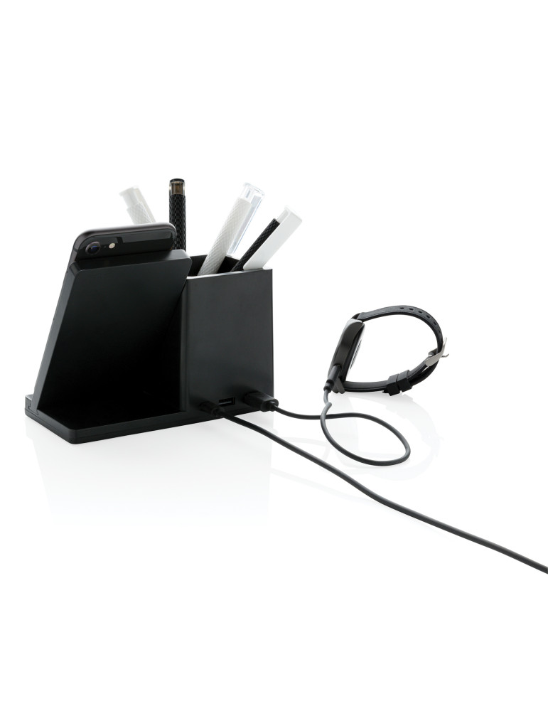 Chargeur 10W avec porte-stylo en ABS recyclé RCS Ontario personnalisable
