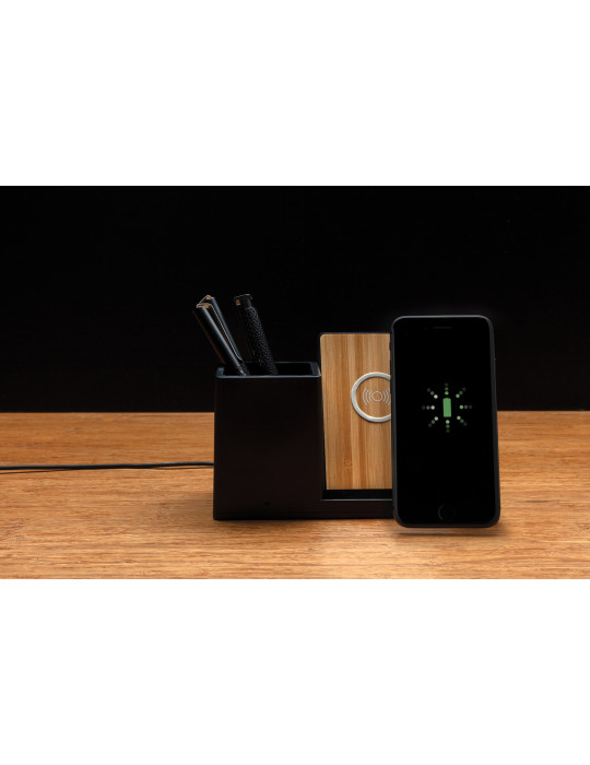 Chargeur 10W avec porte-stylo en ABS recyclé RCS Ontario personnalisable